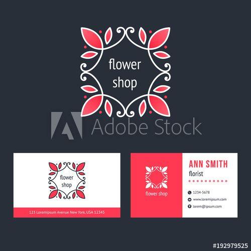 Ball Flower Logo - Abstract flower logo design with template business card this