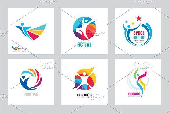 Abstract People Logo - Positive Human. Abstract People Logo ~ Logo Templates ~ Creative Market