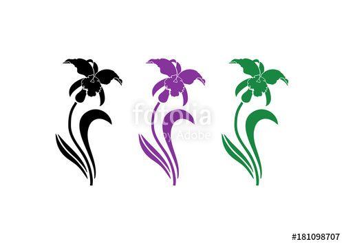 Orchid Flower Logo - Beautiful Orchid Flower Silhouette Logo Design