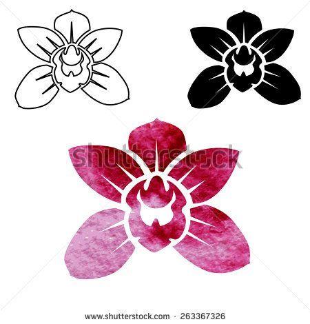 Orchid Flower Logo - beautiful watercolor tropical orchid flower logo, vector ...