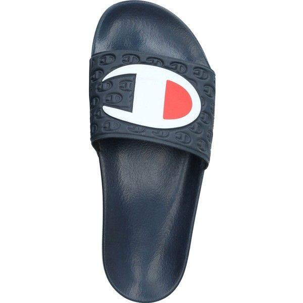 Champion Shoes Logo - Champion Logo rubber pool slides ($34) ❤ liked on Polyvore ...