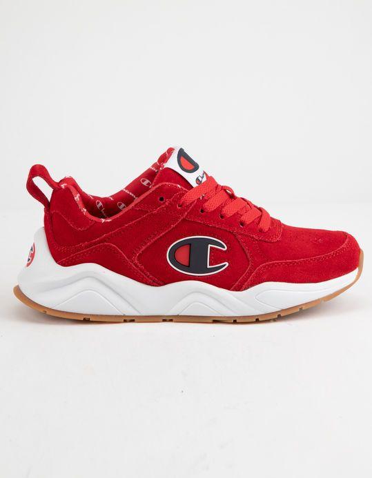 Champion Shoes Logo - CHAMPION Life 93 Eighteen C Logo Scarlet Suede Boys Shoes