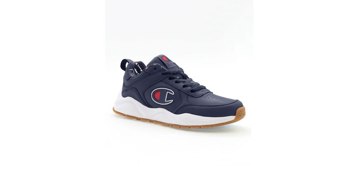 Champion Shoes Logo - Lyst - Champion Life® 93 Eighteen Leather Shoes, C Logo in Blue for Men