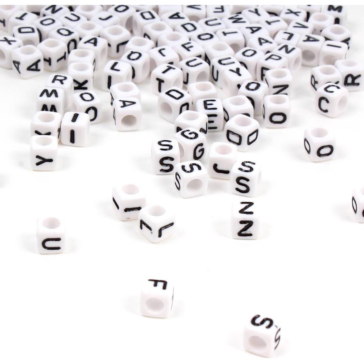 Black and White Square Logo - White Square Alphabet Beads 6Mm | Hobbycraft
