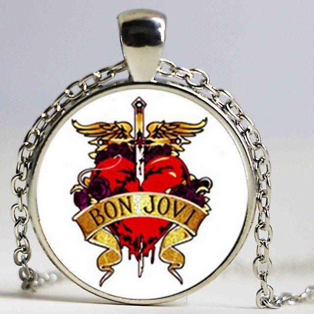 Famous Rock Logo - Bestsell Rock Bon Jovi Logo Pendant Necklace Famous Rock Band Art ...