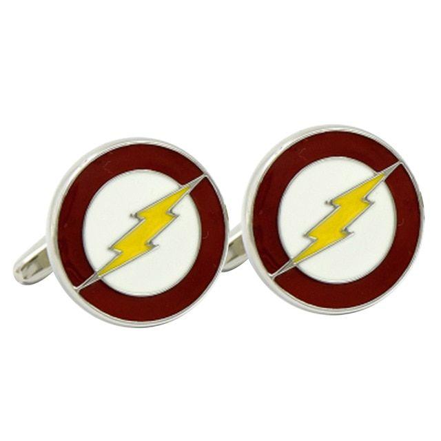 Burgundy Circle Logo - trendy men's cuff links burgundy circle yellow lightning logo enamel ...