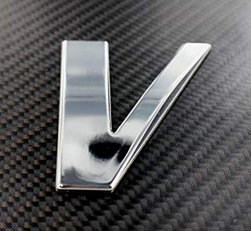 Three Letter V Logo - Sport Style Chrome & Flat Black Emblem Lettering 3 Letter V