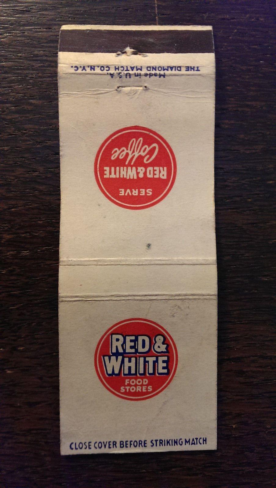 Red White Food Stores Logo - Vintage Matchbook Cover Red White Food Stores Chicago IL Coffee ...