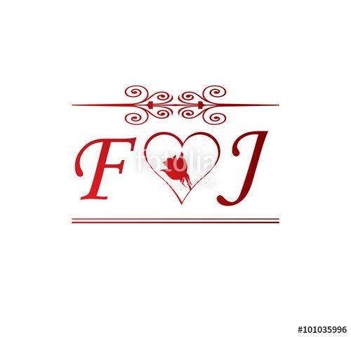 J Loves J Logo - FJ love initial with red heart and rose