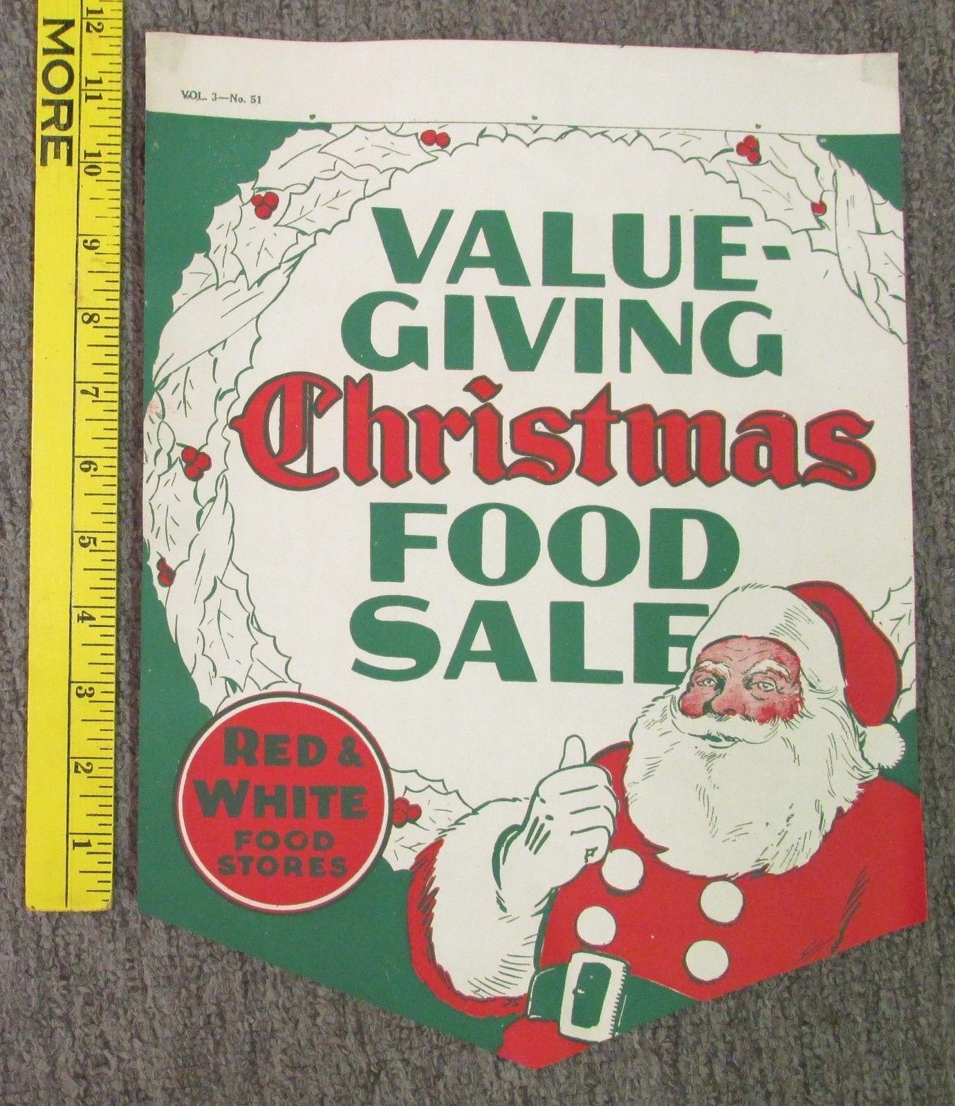 Red White Food Stores Logo - 1950's Red & White Grocery Store Christmas Ad w/ Santa