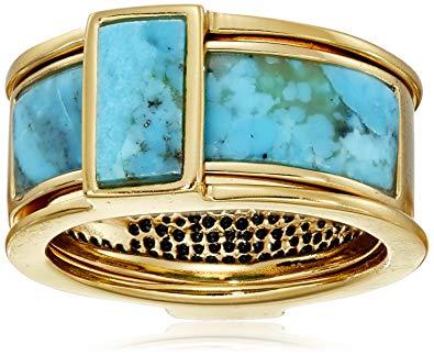 Two Piece Blue Oval Logo - Barse Turquoise Two Piece Ring: Jewelry