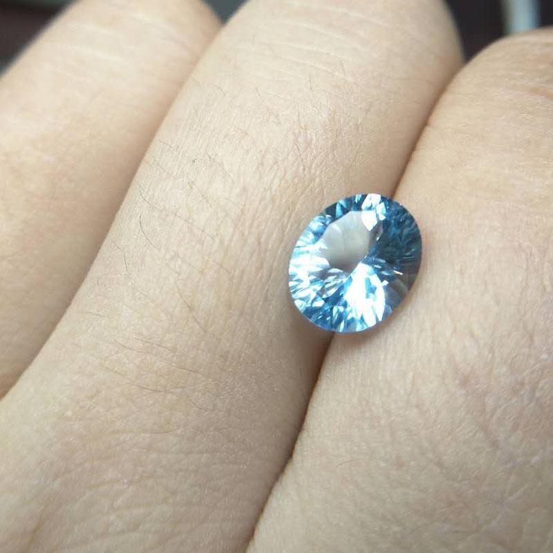 Two Piece Blue Oval Logo - 2019 Tbj , Natural Sky Blue Topaz Oval Concave Cut 8*10mm 3ct ...