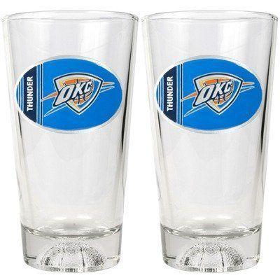 Two Piece Blue Oval Logo - NBA Oklahoma City Thunder Two Piece Pint Ale Glass Set with ...