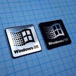 Windows 98 Logo - TWO (2) x Windows 98 Sticker Metallic Aluminium Logo Badge ...