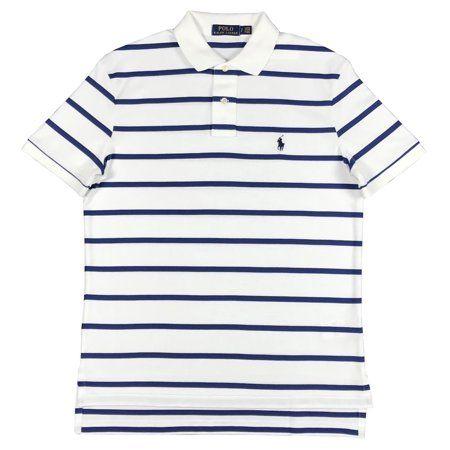 White and Blue Striped M Logo - Polo Ralph Lauren - Ralph Lauren Polo Mens Soft Touch Striped Pony ...