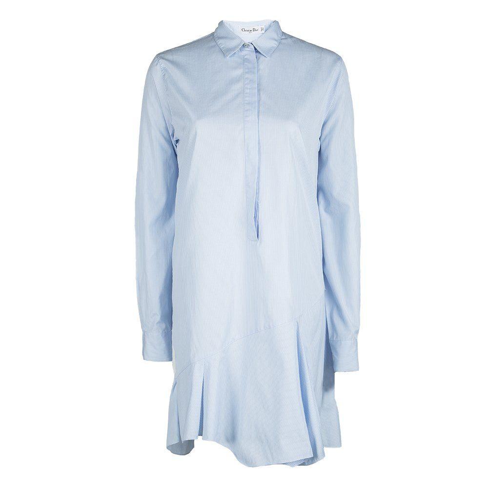 White and Blue Striped M Logo - Buy Christian Dior Blue and White Striped Cotton Shirt Dress M ...