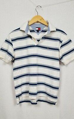 White and Blue Striped M Logo - TOMMY HILFIGER POLO Shirt Sz M Baby Blue With Chest Stripe Logo Red ...