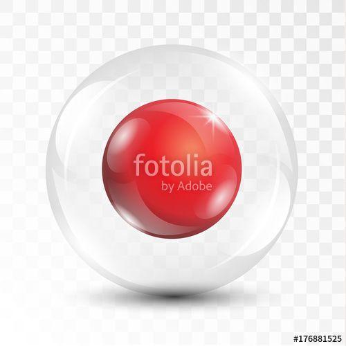 Red Sphere Logo - Realistic 3D shiny red ball inside transparent glass sphere vector ...