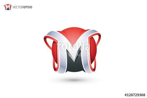 Red Sphere Logo - Abstract Letter M Logo - 3D Sphere Logo