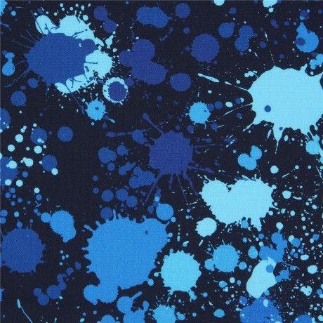 Blue Paint Splatter Logo - navy blue paint splatter fabric by Robert Kaufman - Kawaii Fabric Shop