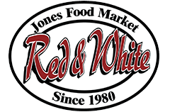 Red White Food Stores Logo - Jones Food Market Red & White