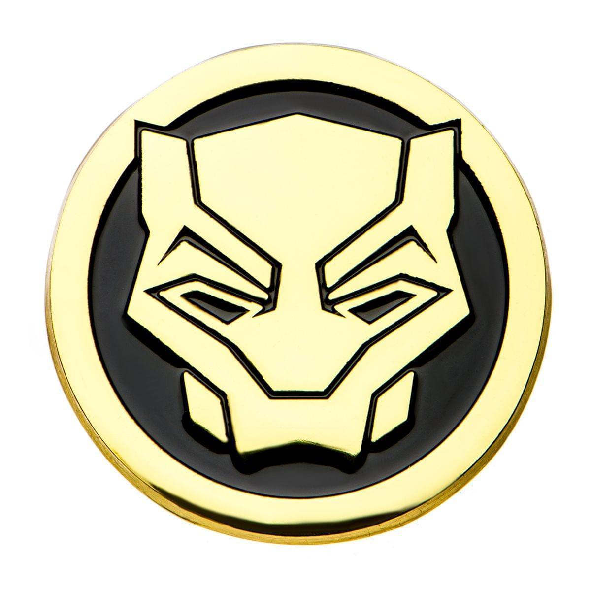 Gold and Black Panther Logo - Marvel Black Panther Mask Gold Lapel Pin