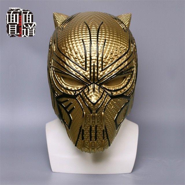 Gold and Black Panther Logo - Black Panther Gold Helmet Infinity War Leopard Gold Black