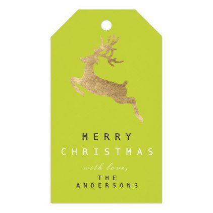 Green and Gold Reindeer Logo - Holiday Gift Tag Limon Green Gold Reindeer. christmas craft