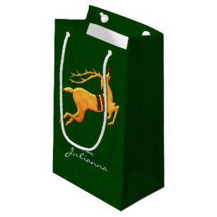 Green and Gold Reindeer Logo - Gold Reindeer Gift Bags