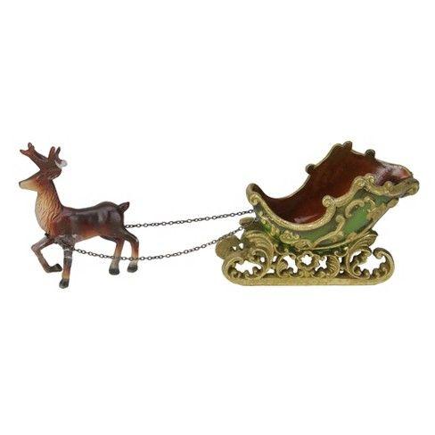 Green and Gold Reindeer Logo - Northlight 7.5 Elegant Green And Gold Sleigh With Reindeer