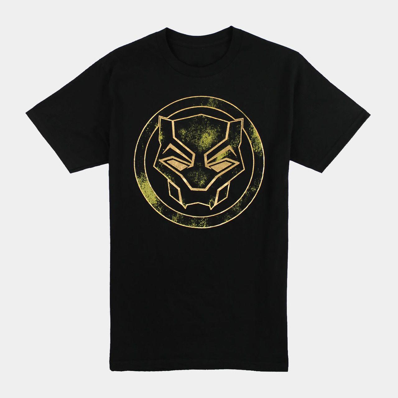 Gold and Black Panther Logo - Black Panther Gold Foil Logo - Marvel Comics T-shirt - PopStop