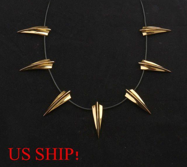Gold and Black Panther Logo - US Black Panther Gold Metal Necklace Wakanda King T'challa Cosplay