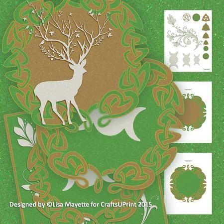 Green and Gold Reindeer Logo - Gold Green Yule Deer Pyramage Celtic Decoupage Mini Kit ...