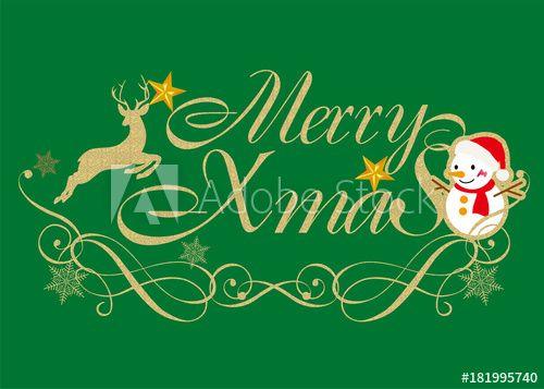 Green and Gold Reindeer Logo - Merry Christmas logo of gold texture | logo mark, logotype | for ...