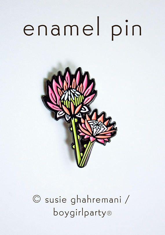 Goth Flower Logo - Protea Flower ENAMEL PIN Feminist Gift, Botanical jewelry, pastel ...
