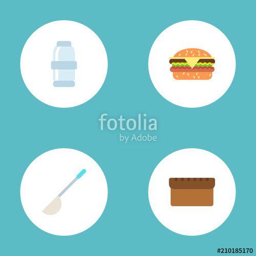 Kitchen App Logo - Set of kitchen icons flat style symbols with burger, salt, bread and ...