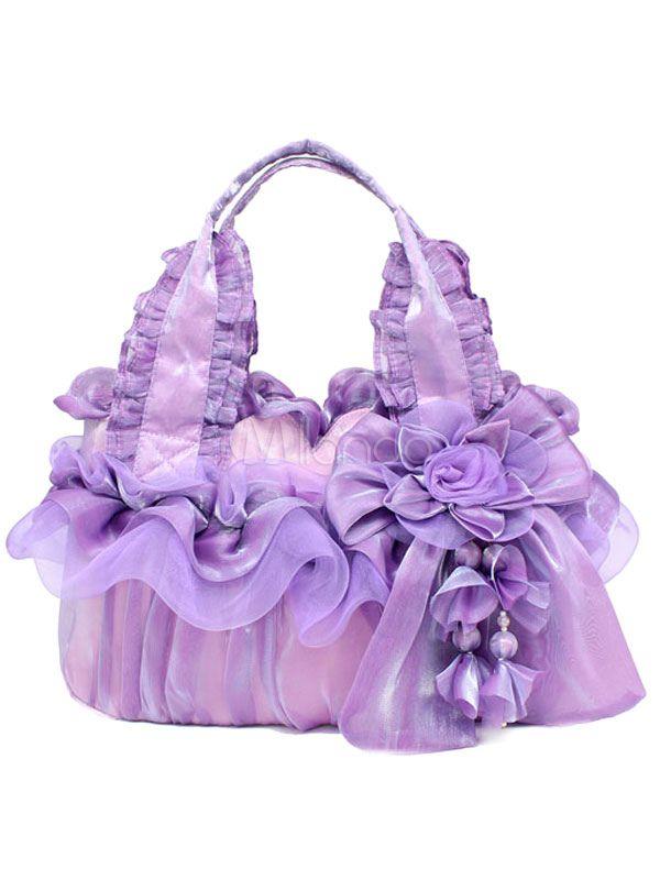 Goth Flower Logo - Elegant Gothic Lace Flower Ruffles Synthetic Lolita Bag #Lace