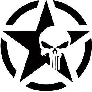 Military Skull Logo - Army Star Punisher Skull Jeep Car Military Decal, 2PCS, 11