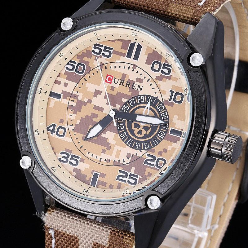 Military Skull Logo - Curren Nylon Strap Military Style Watch With Skull Logo – Daring Deals