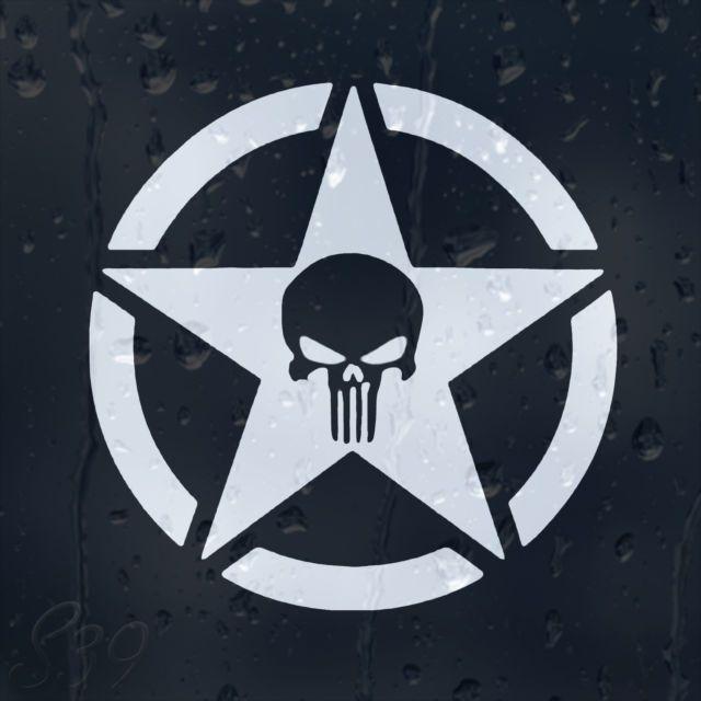 Military Skull Logo - Army Military Star Punisher Skull Car Decal Vinyl Sticker for Bumper