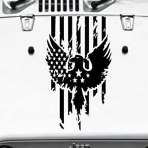 Jeep Wrangler Logo - Eagle USA Flag Jeep Wrangler Hood Vinyl Decal - Black Dog Mods