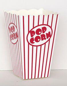 Red White Food Stores Logo - 10 Large POPCORN BOXES - Red/White Stripes - Party Food Retro Movie ...