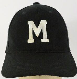 Baseball M Logo - M Logo Montana State University Black Baseball Hat Cap Adjustable ...