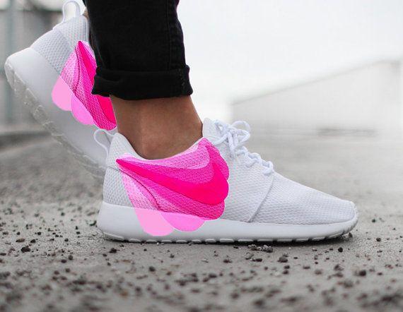Fade Nike Logo - Nice Nike Roshe Run White with Custom Pink FADE Swoosh Paint | Gucci ...