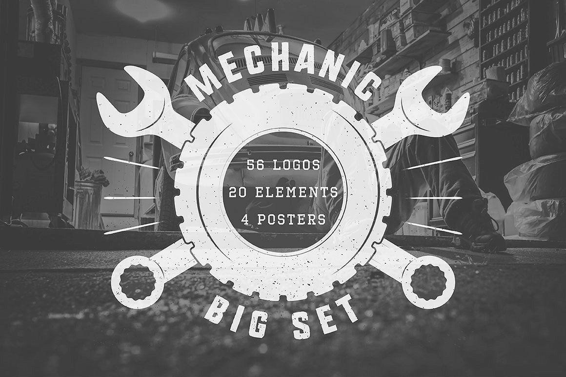 Mechanic Logo - Set of vintage mechanic logos Logo Templates Creative Market