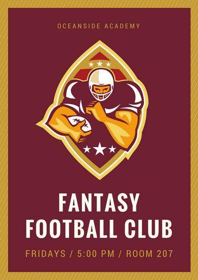 Maroon and Gold Football Logo - Maroon and Gold Fantasy Football Club Illustration Poster
