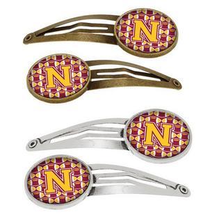 Maroon and Gold Football Logo - Awesome Apparel Letter N Football Maroon & Gold Barrettes Hair Clips