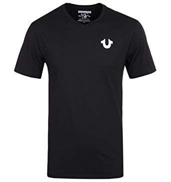 Black Horseshoe Logo - True Religion Black Classic Horseshoe Logo V-Neck T-Shirt-Large ...
