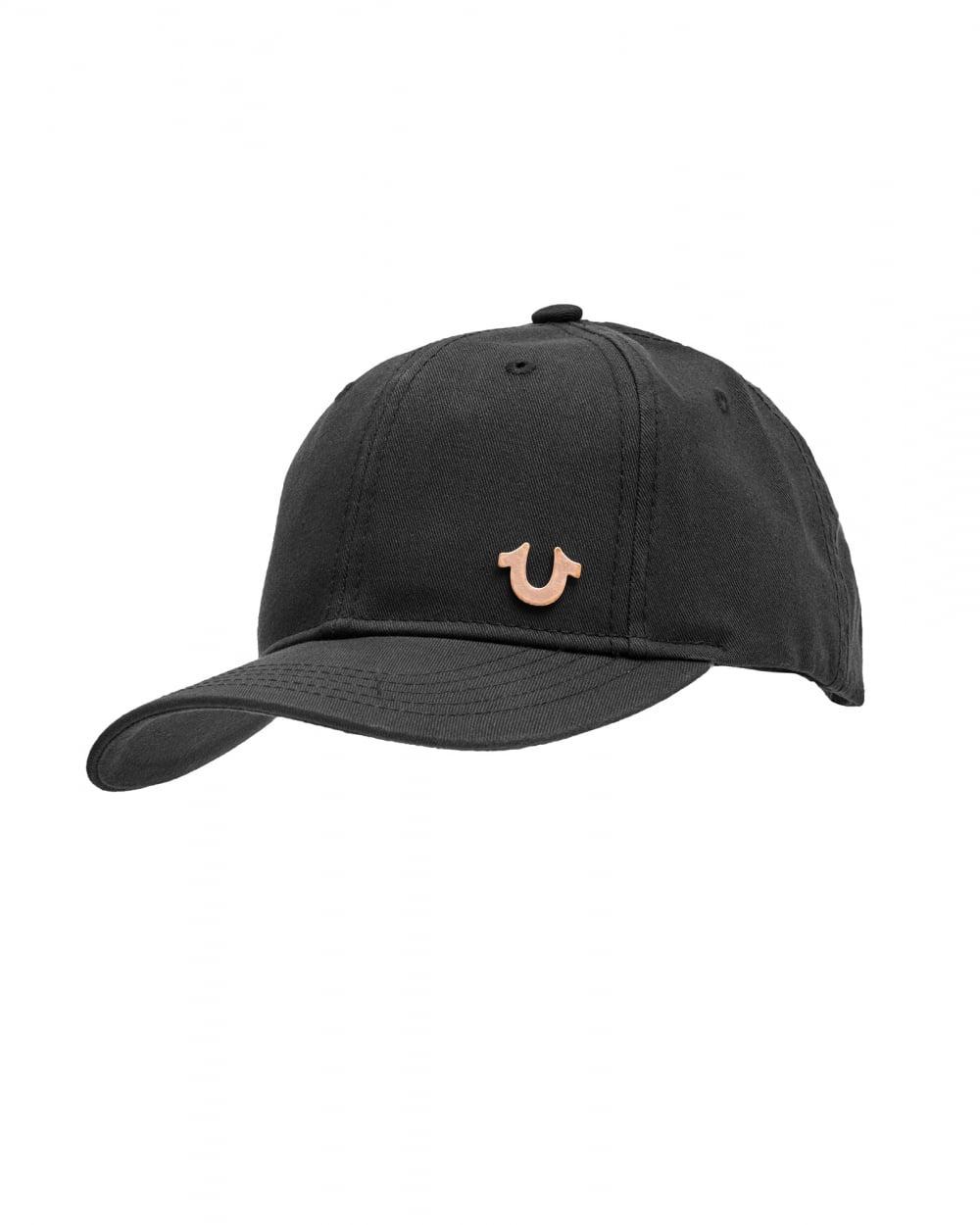 Black Horseshoe Logo - True Religion Mens Horseshoe Logo Cap, Black Hat