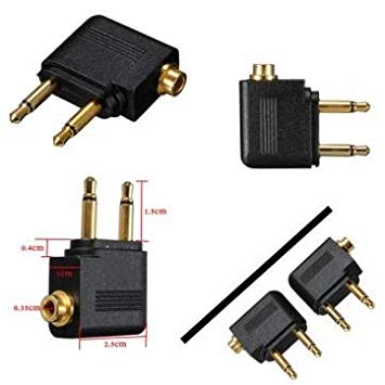 Black Prong Airline Logo - 3.5mm Airline Airplane Adapter To Dual Prong Stereo Jack For Jack ...